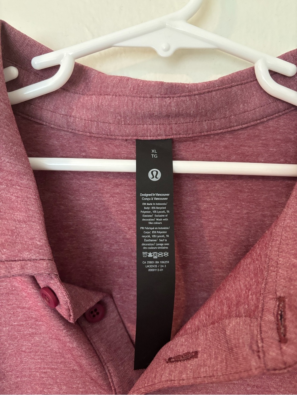 lululemon athletica Men's Evolution Heathered Vintage Plum Polo - Picture 5 of 7